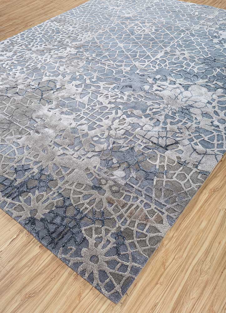 mythos blue wool and viscose Hand Tufted Rug - FloorShot