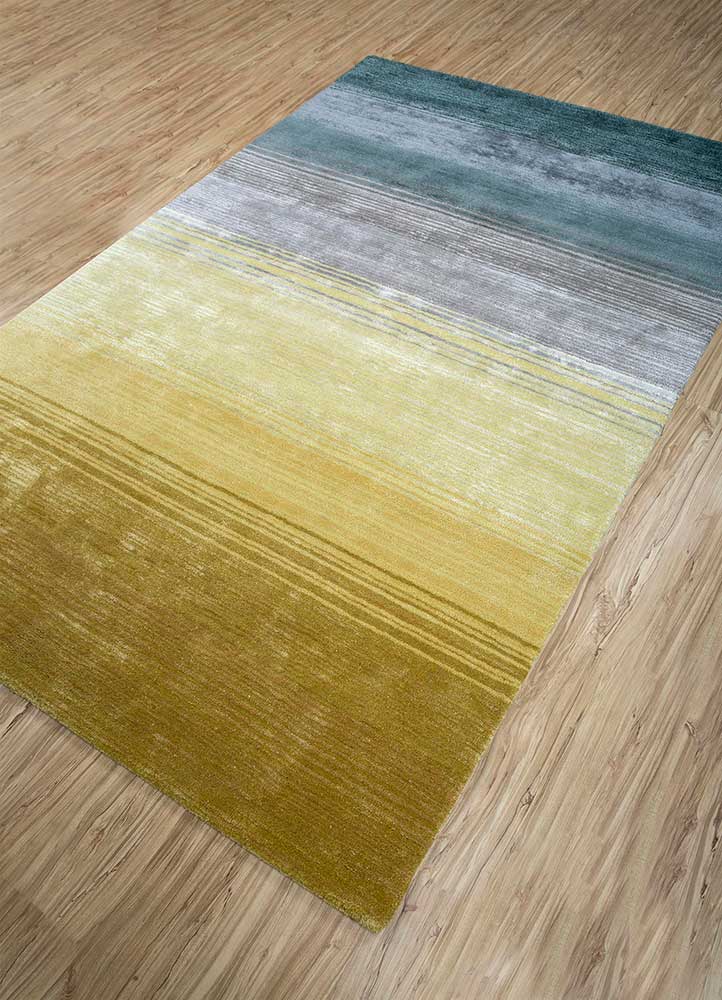 white noise green wool and viscose Hand Tufted Rug - FloorShot