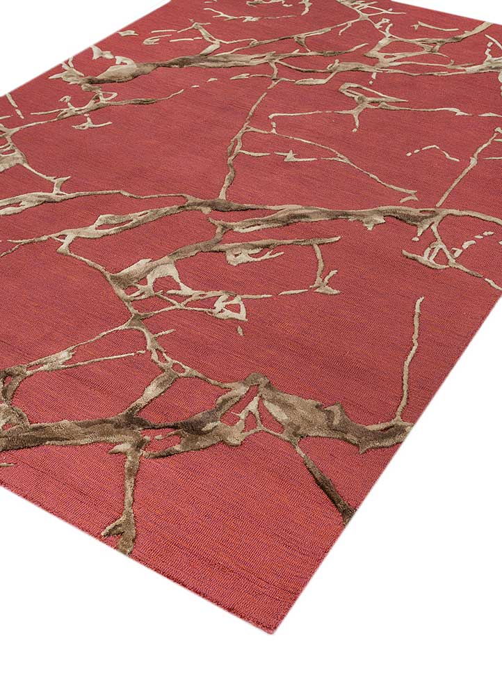 genesis red and orange wool and viscose Hand Tufted Rug - FloorShot