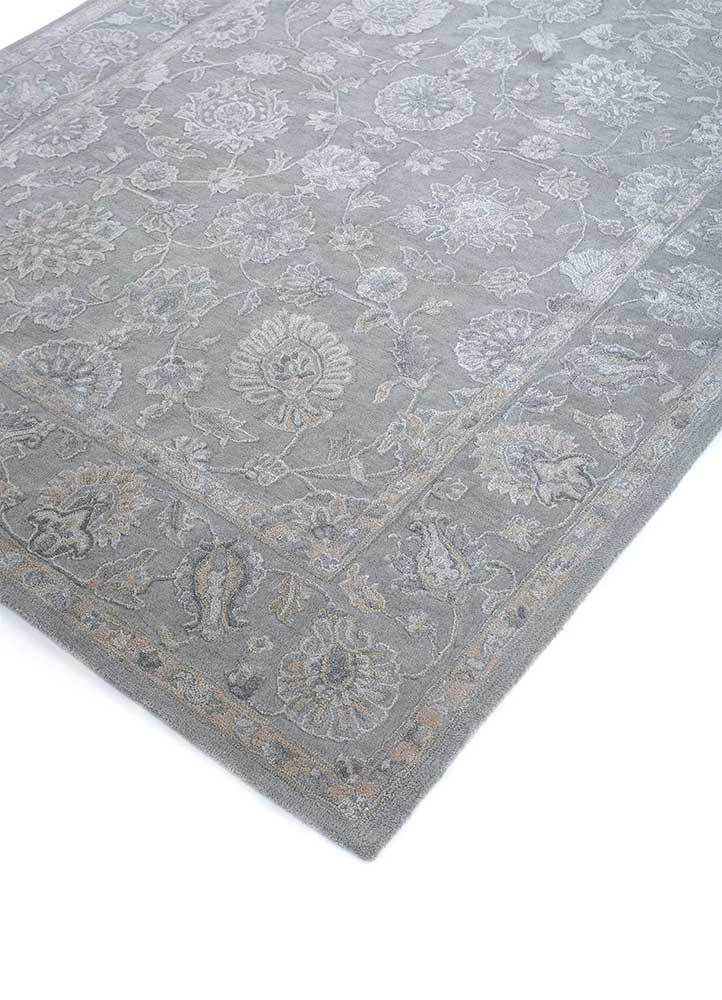 kasbah grey and black wool and viscose Hand Tufted Rug - FloorShot