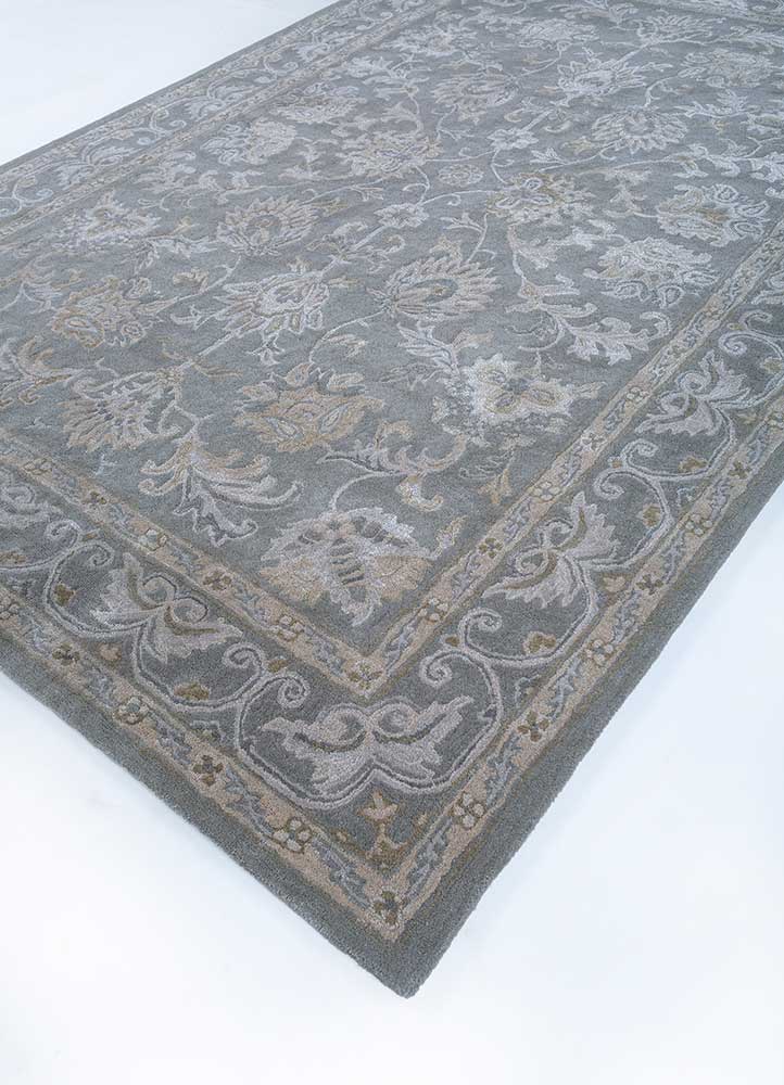 kasbah grey and black wool and viscose Hand Tufted Rug - FloorShot