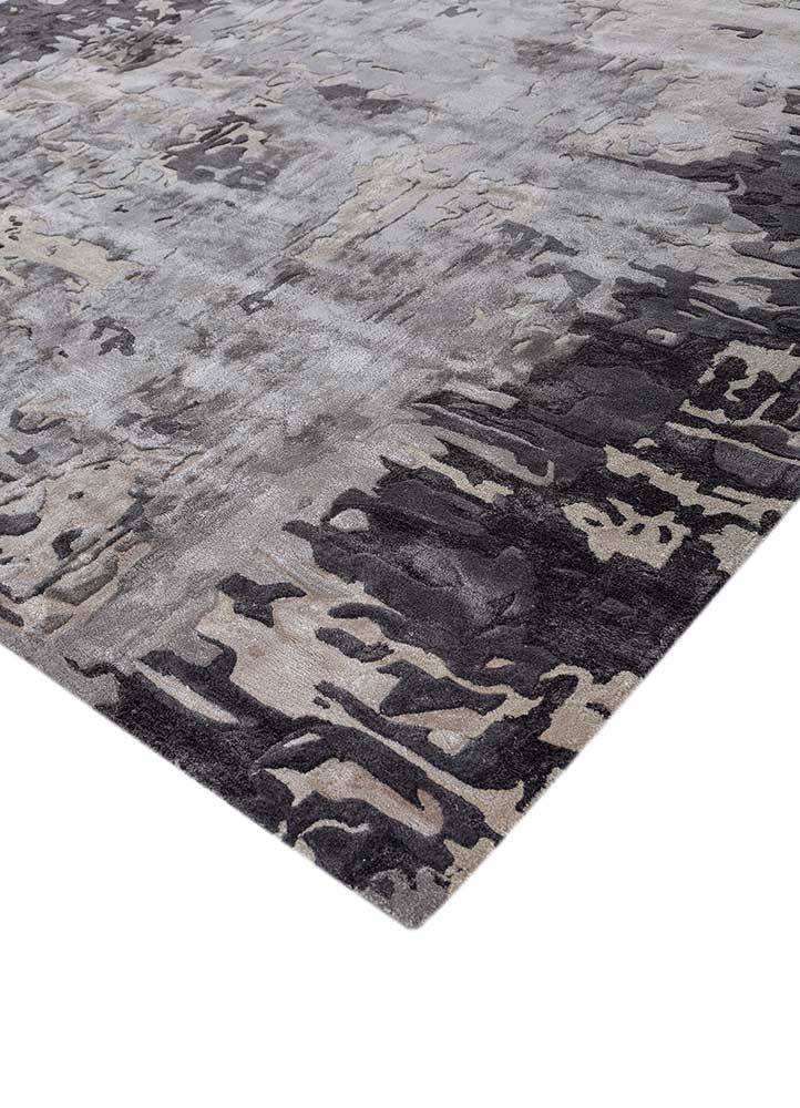 genesis grey and black wool and viscose Hand Tufted Rug - FloorShot