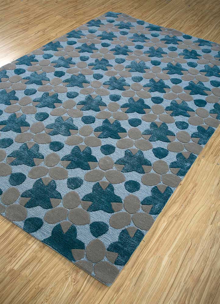 jaipur wunderkammer blue wool and viscose Hand Tufted Rug - FloorShot