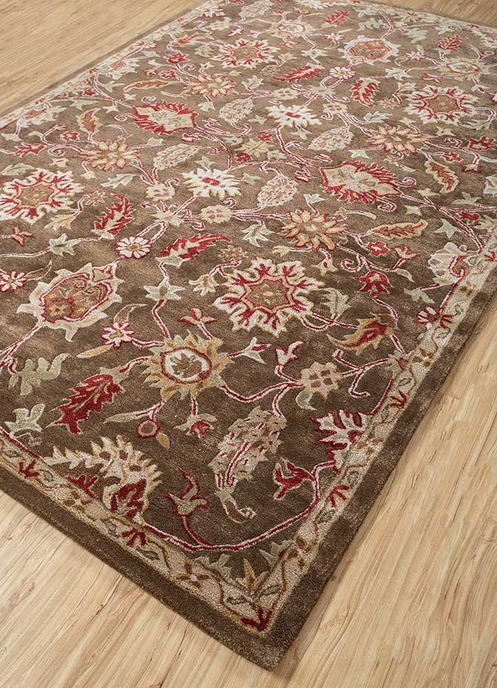 kasbah beige and brown wool and viscose Hand Tufted Rug - FloorShot