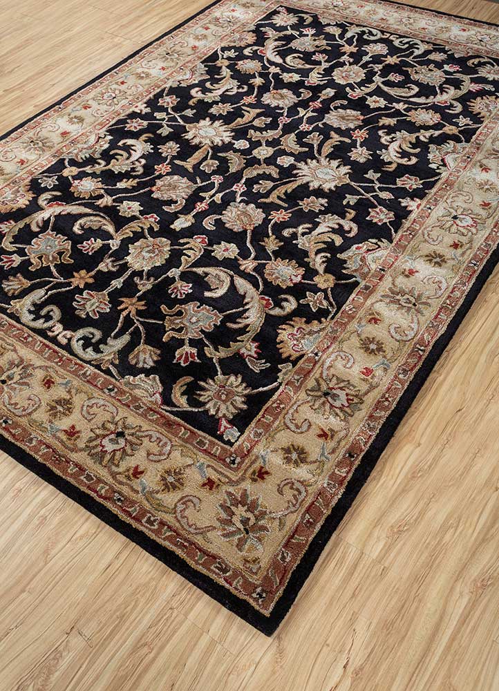 kasbah grey and black wool and viscose Hand Tufted Rug - FloorShot