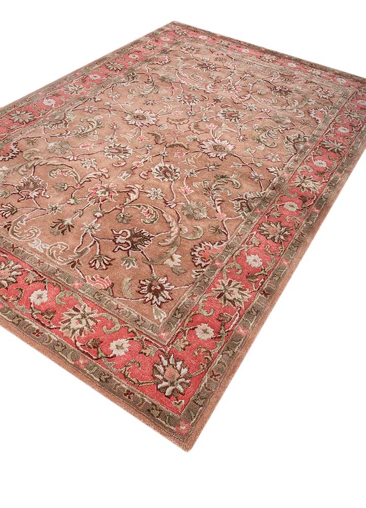 kasbah red and orange wool and viscose Hand Tufted Rug - FloorShot