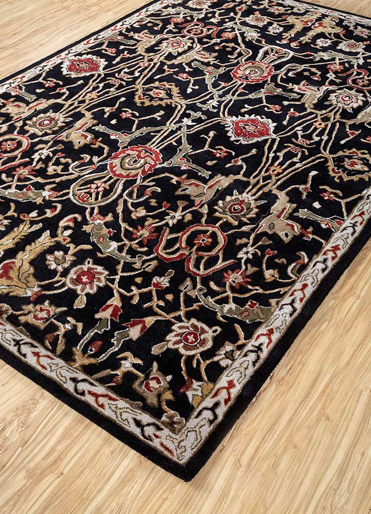 kasbah grey and black wool and viscose Hand Tufted Rug - FloorShot