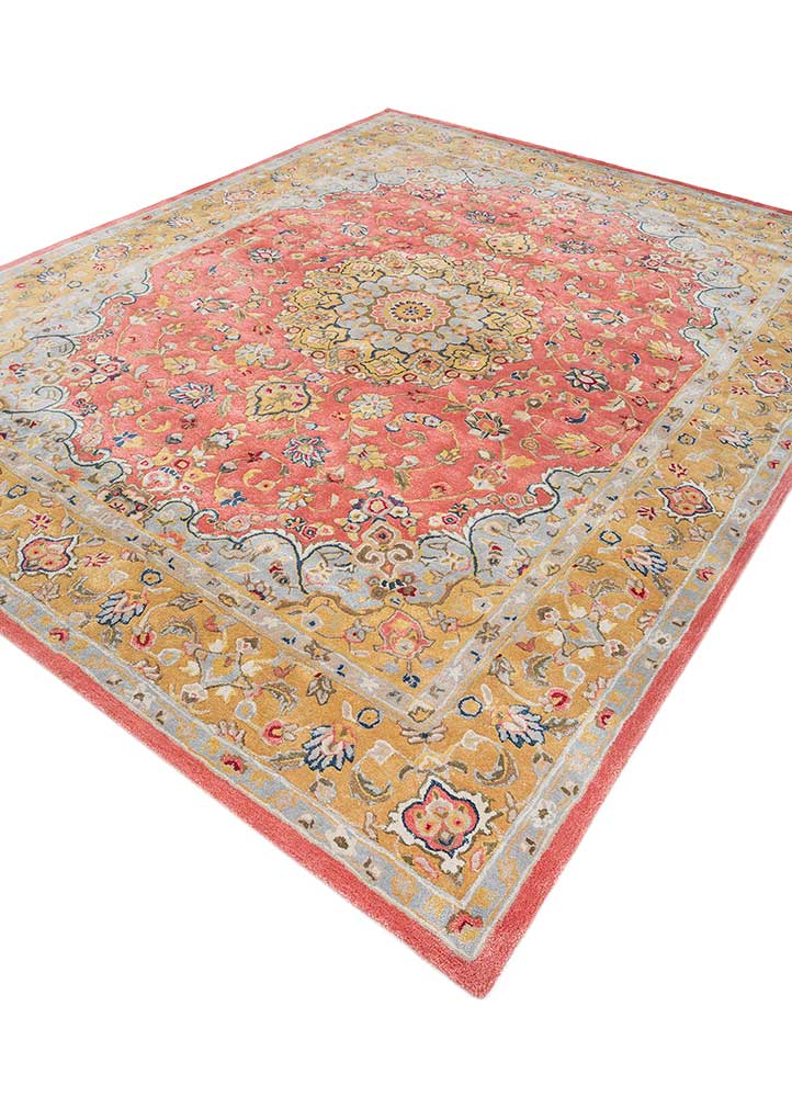 kasbah red and orange wool and viscose Hand Tufted Rug - FloorShot