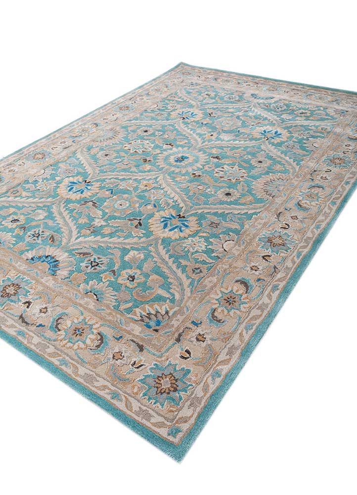 kasbah blue wool and viscose Hand Tufted Rug - FloorShot