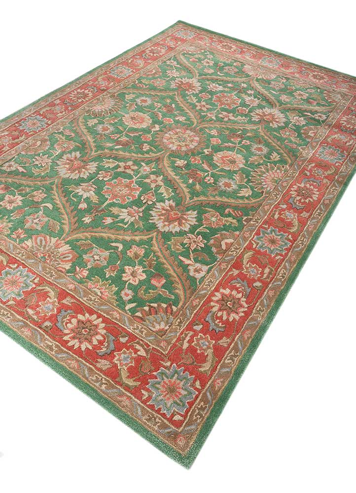 kasbah green wool and viscose Hand Tufted Rug - FloorShot