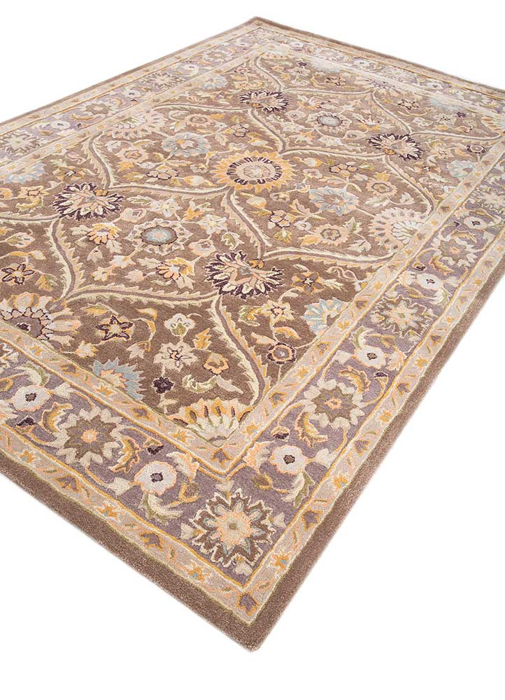 kasbah beige and brown wool and viscose Hand Tufted Rug - FloorShot