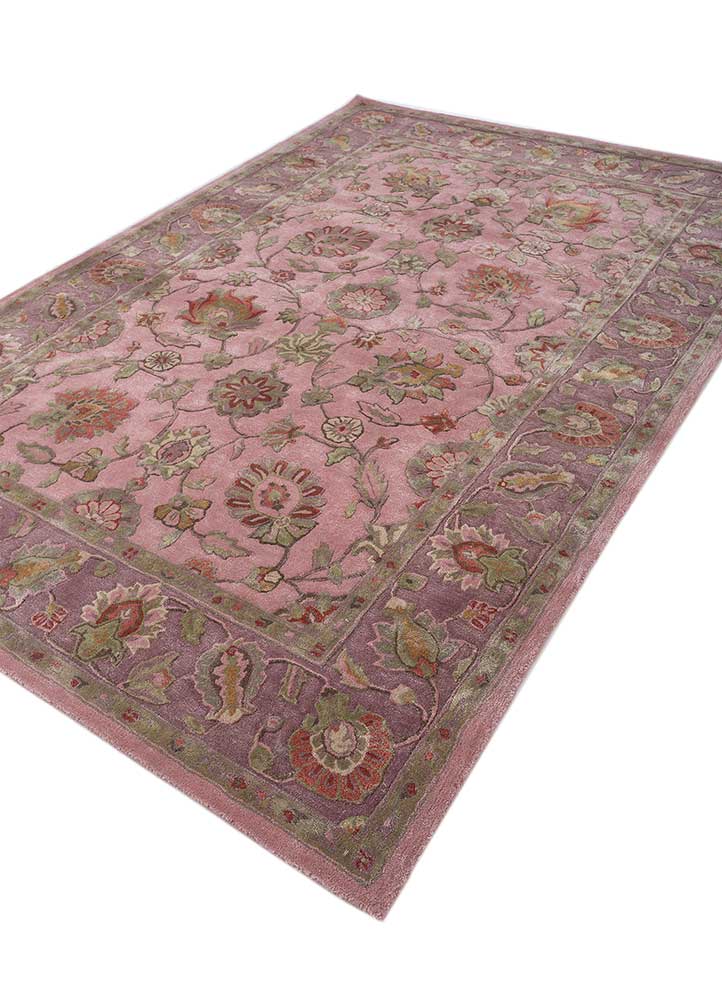 kasbah pink and purple wool and viscose Hand Tufted Rug - FloorShot