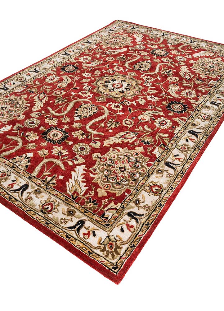 kasbah red and orange wool and viscose Hand Tufted Rug - FloorShot