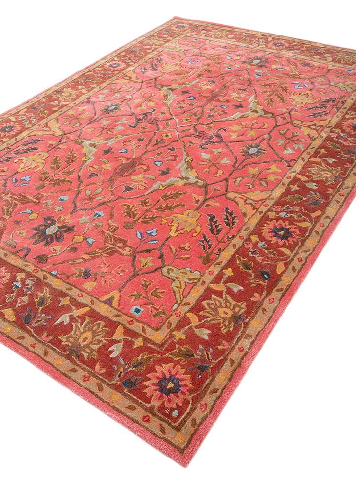 kasbah red and orange wool and viscose Hand Tufted Rug - FloorShot