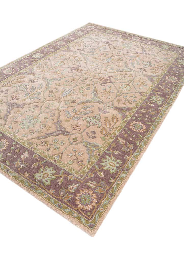 kasbah beige and brown wool and viscose Hand Tufted Rug - FloorShot