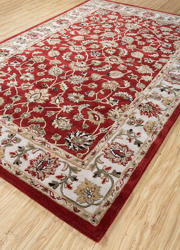 kasbah red and orange wool and viscose Hand Tufted Rug - FloorShot