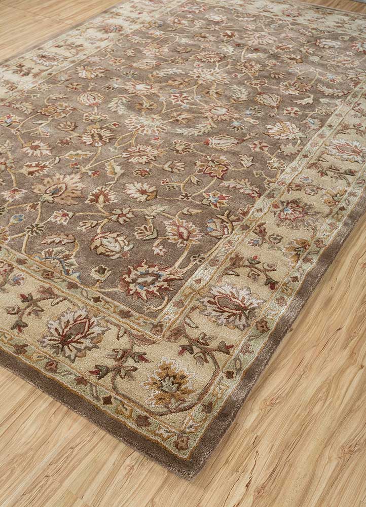 kasbah beige and brown wool and viscose Hand Tufted Rug - FloorShot