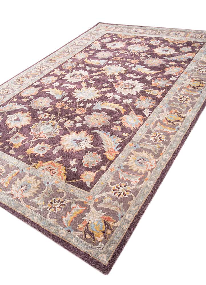 kasbah pink and purple wool and viscose Hand Tufted Rug - FloorShot