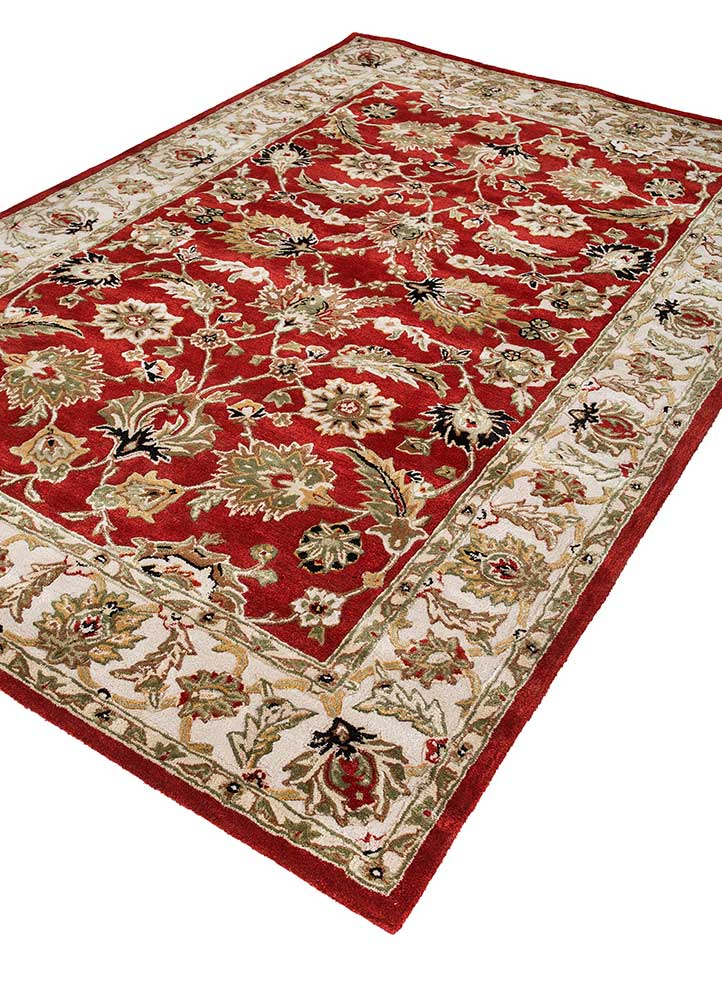 kasbah red and orange wool and viscose Hand Tufted Rug - FloorShot