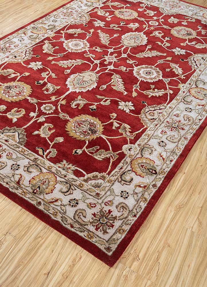 kasbah red and orange wool and viscose Hand Tufted Rug - FloorShot