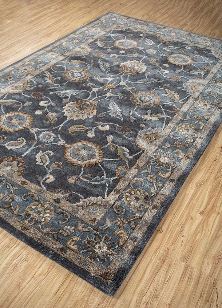 kasbah blue wool and viscose Hand Tufted Rug - FloorShot