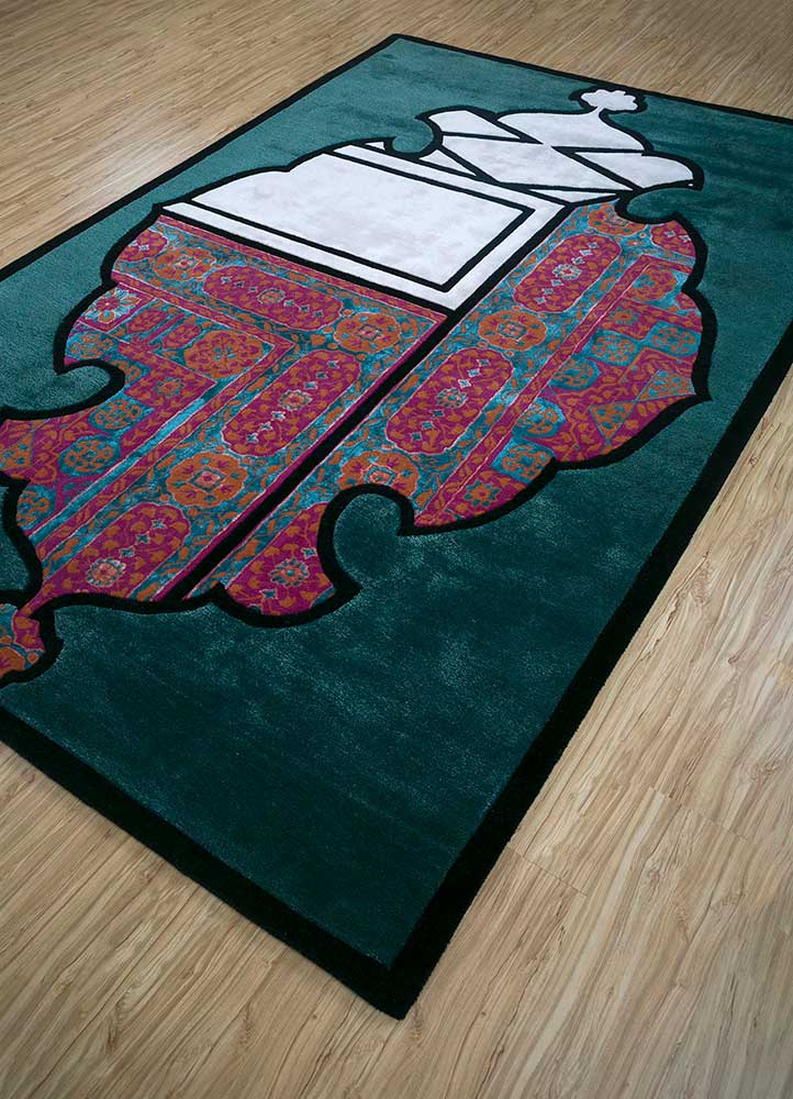 concotion green wool and viscose Hand Tufted Rug - FloorShot