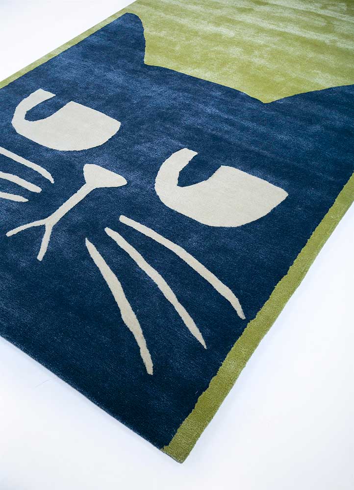 confetti green wool and viscose Hand Tufted Rug - FloorShot