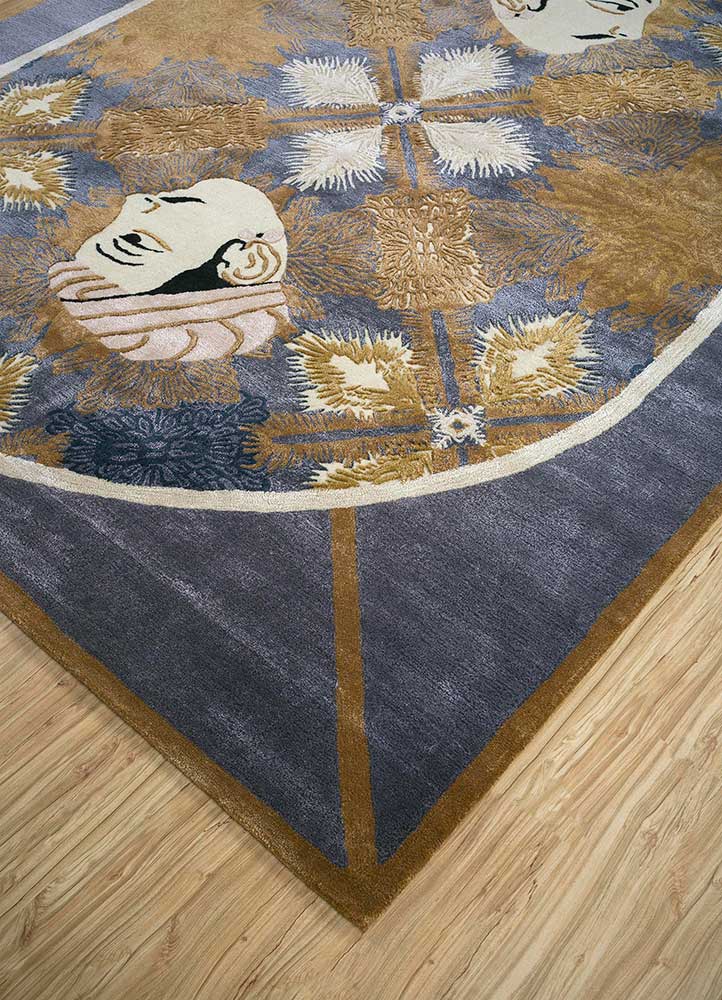 jaipur wunderkammer blue wool and viscose Hand Tufted Rug - FloorShot jaipur wunderkammer blue wool and viscose Hand Tufted Rug - FloorShot