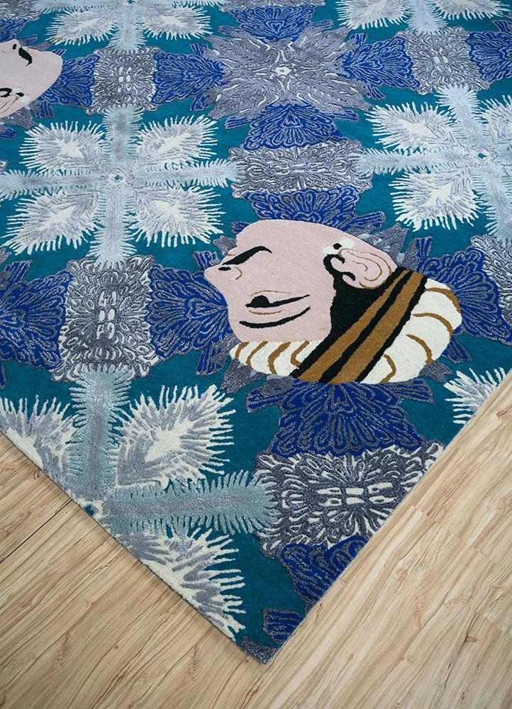 jaipur wunderkammer blue wool and viscose Hand Tufted Rug - FloorShot