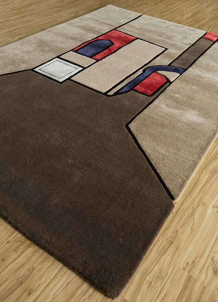 concoction beige and brown wool and viscose Hand Tufted Rug - FloorShot