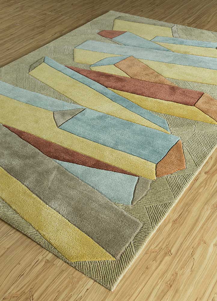 archetype beige and brown wool and viscose Hand Tufted Rug - FloorShot