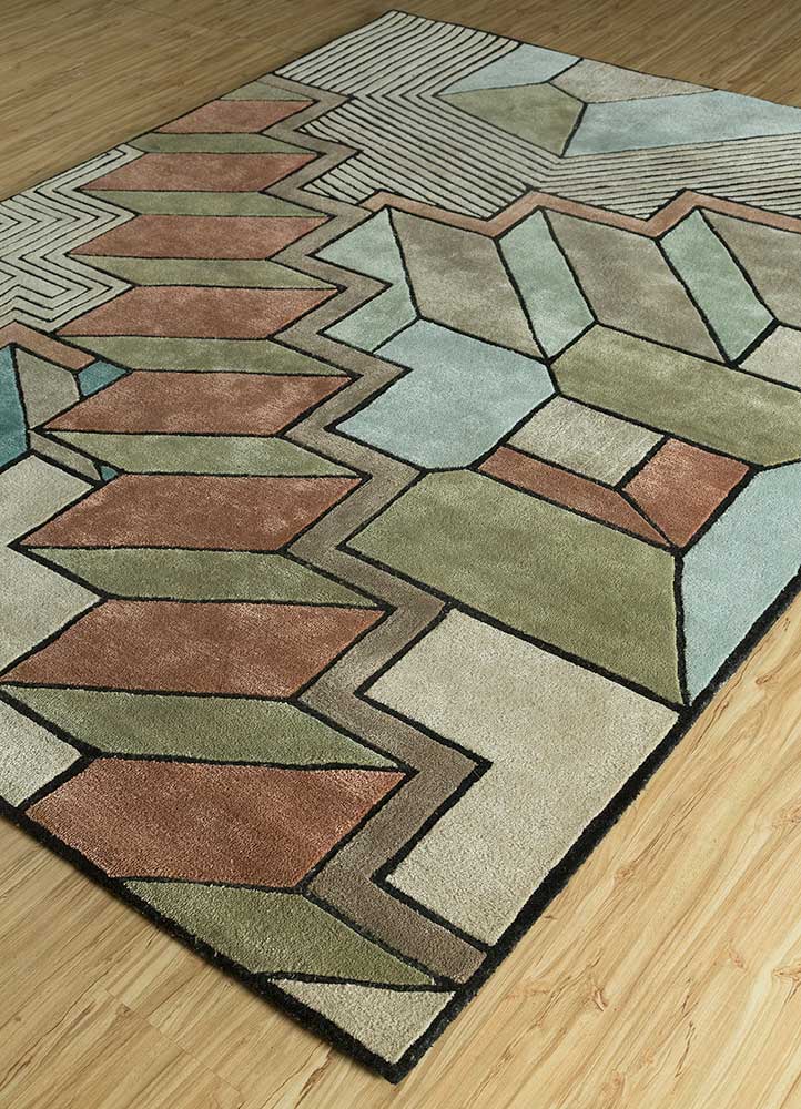 archetype beige and brown wool and viscose Hand Tufted Rug - FloorShot