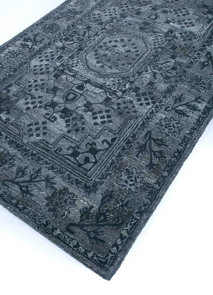 mythos grey and black wool Hand Tufted Rug - FloorShot