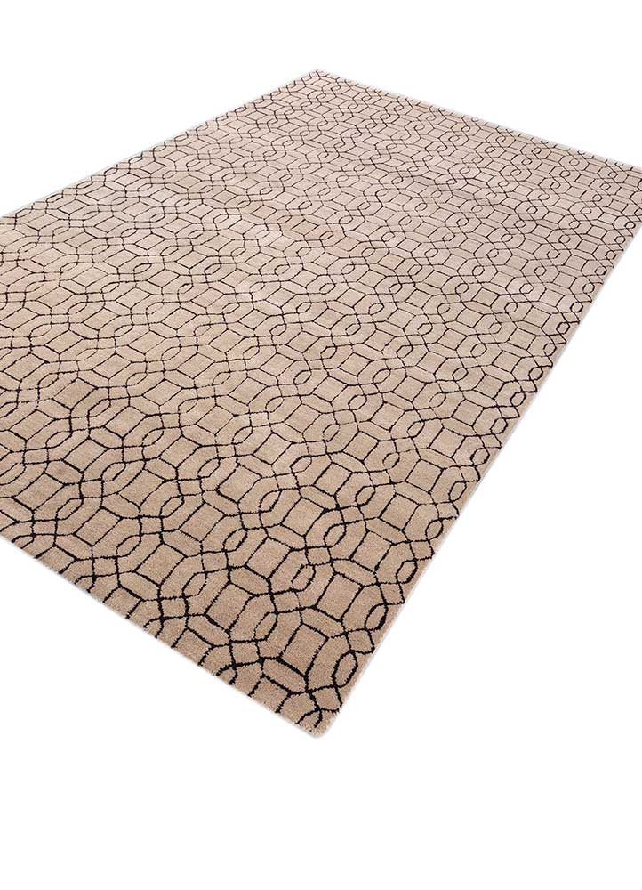 contour beige and brown wool Hand Tufted Rug - FloorShot