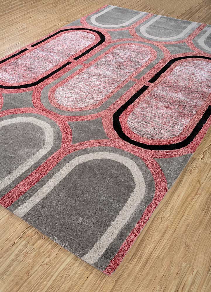 acar red and orange wool and viscose Hand Tufted Rug - FloorShot