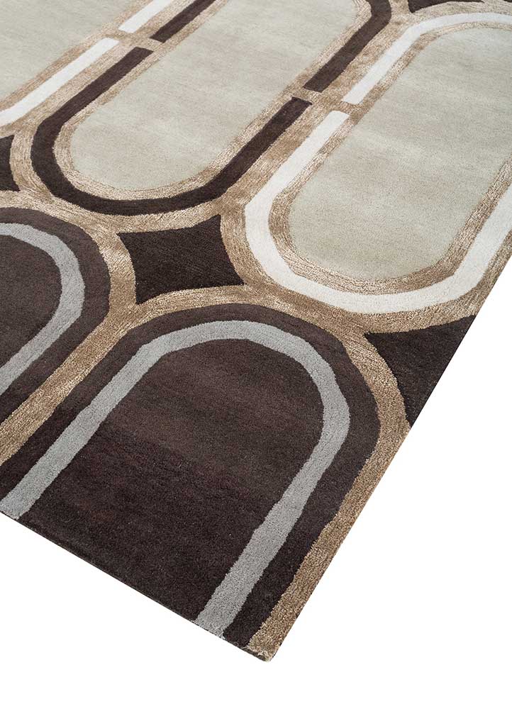 acar beige and brown wool and viscose Hand Tufted Rug - FloorShot