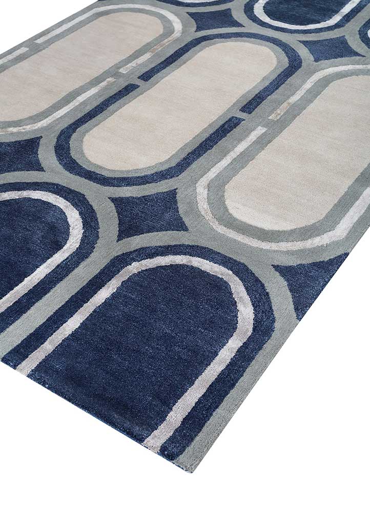 acar blue wool and viscose Hand Tufted Rug - FloorShot