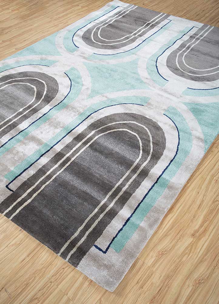 acar blue wool and viscose Hand Tufted Rug - FloorShot