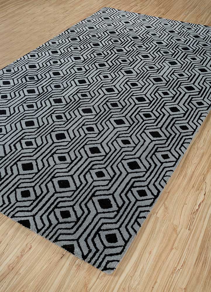 contour grey and black wool and viscose Hand Tufted Rug - FloorShot