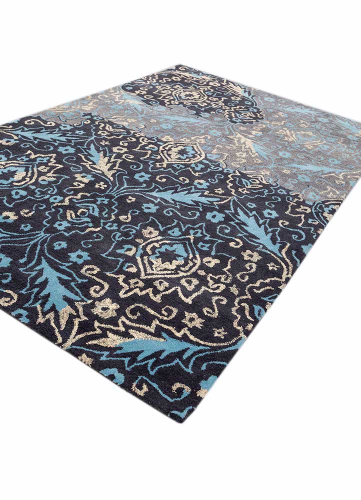 imara blue viscose Hand Tufted Rug - FloorShot