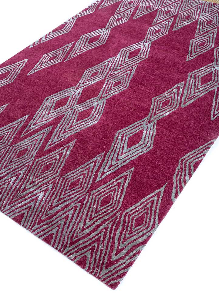 acar pink and purple wool and viscose Hand Tufted Rug - FloorShot