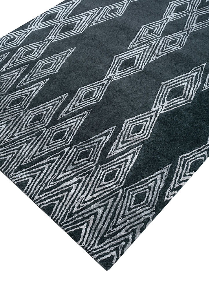 acar grey and black wool and viscose Hand Tufted Rug - FloorShot