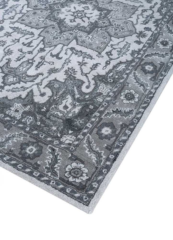 mythos grey and black wool and viscose Hand Tufted Rug - FloorShot