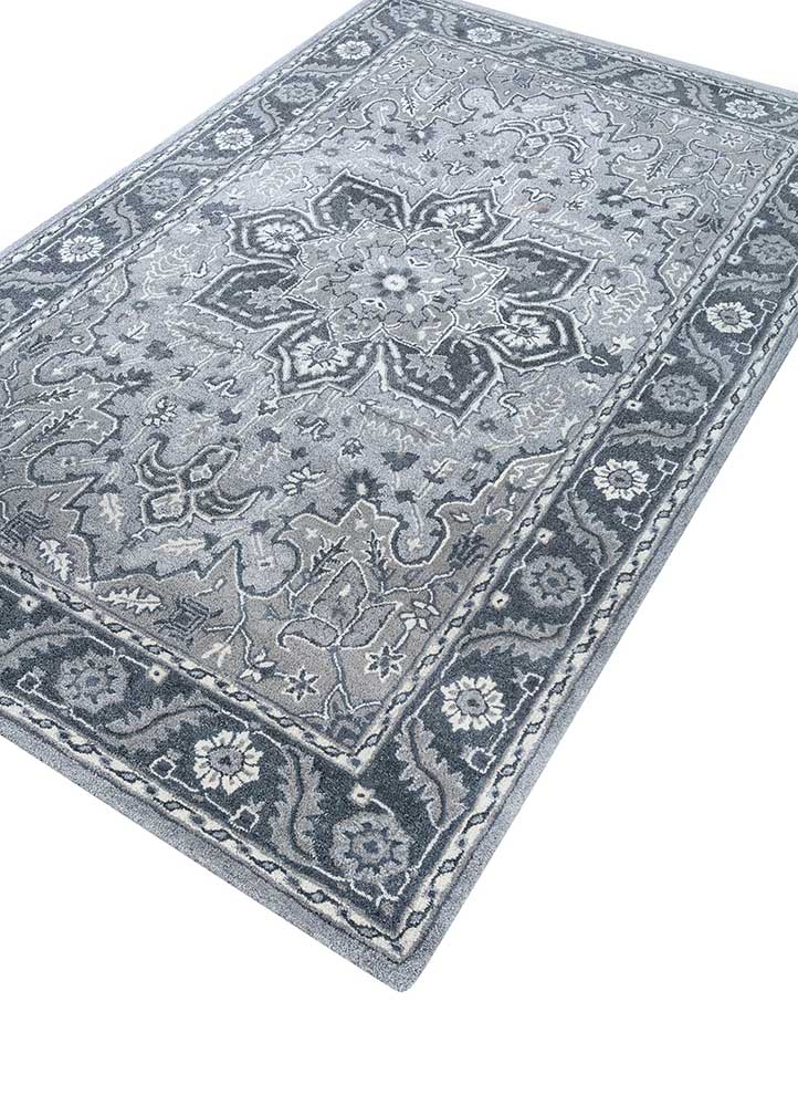 mythos grey and black wool and viscose Hand Tufted Rug - FloorShot