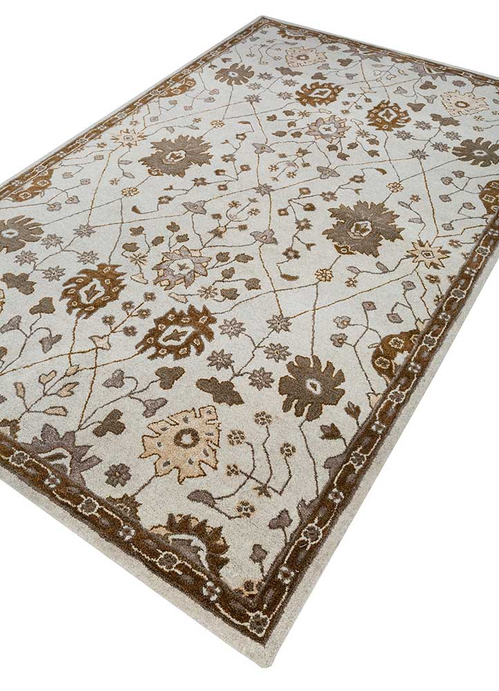 kasbah beige and brown wool and viscose Hand Tufted Rug - FloorShot