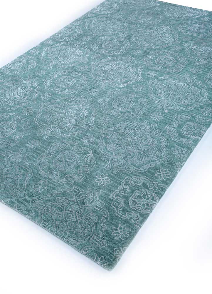 imara green wool and viscose Hand Tufted Rug - FloorShot