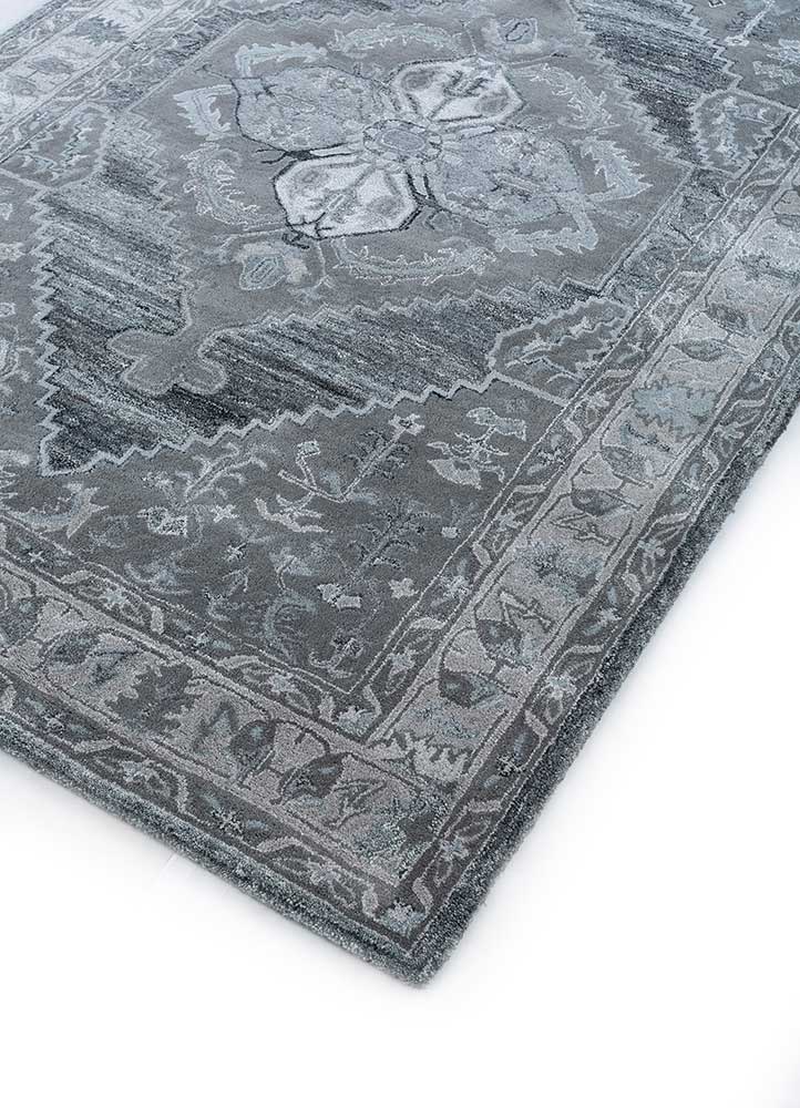 mythos grey and black wool and viscose Hand Tufted Rug - FloorShot