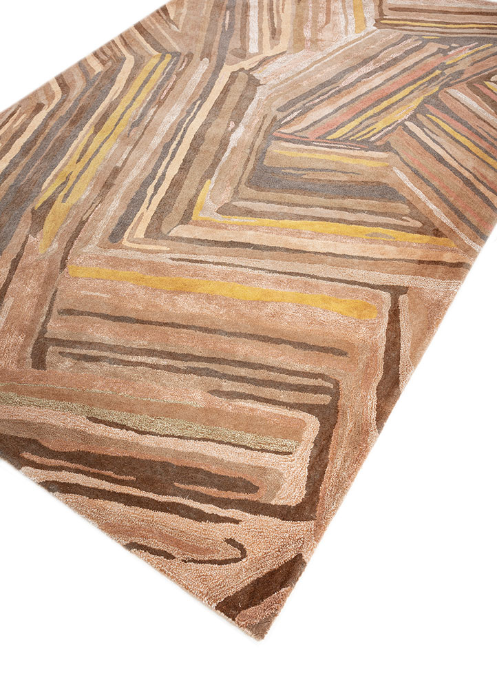 genesis beige and brown wool and viscose Hand Tufted Rug - FloorShot