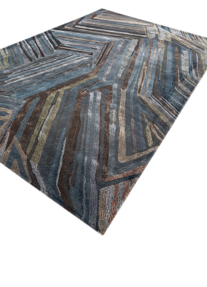 genesis blue wool and viscose Hand Tufted Rug - FloorShot genesis blue wool and viscose Hand Tufted Rug - FloorShot