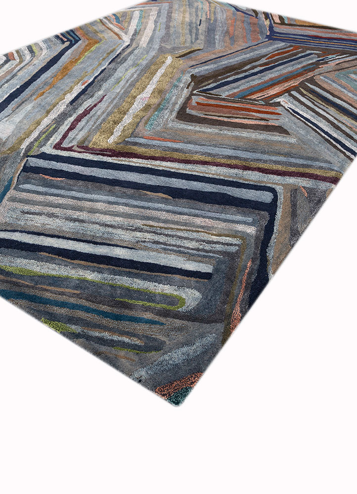 genesis blue wool and viscose Hand Tufted Rug - FloorShot